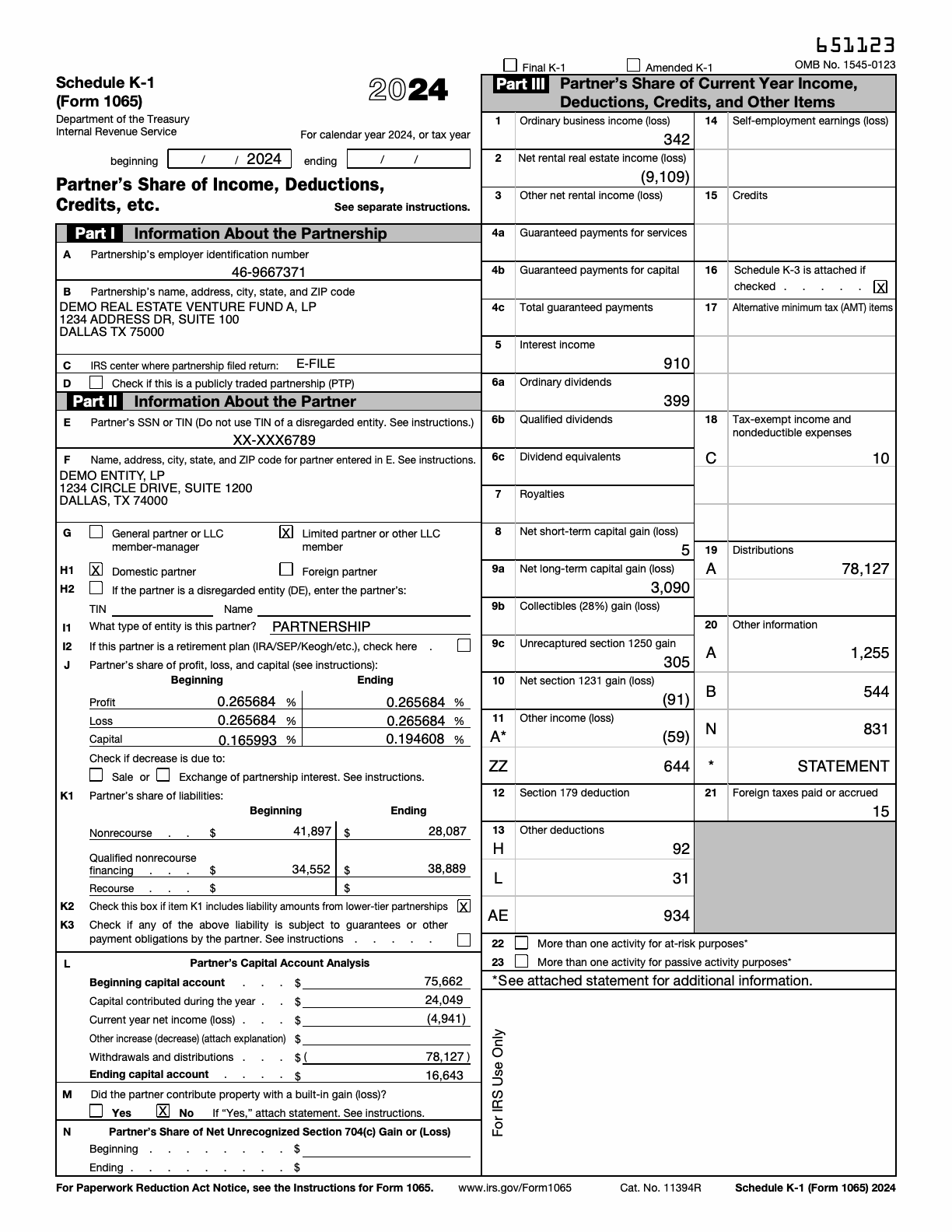 Schedule K-1 Form 1065